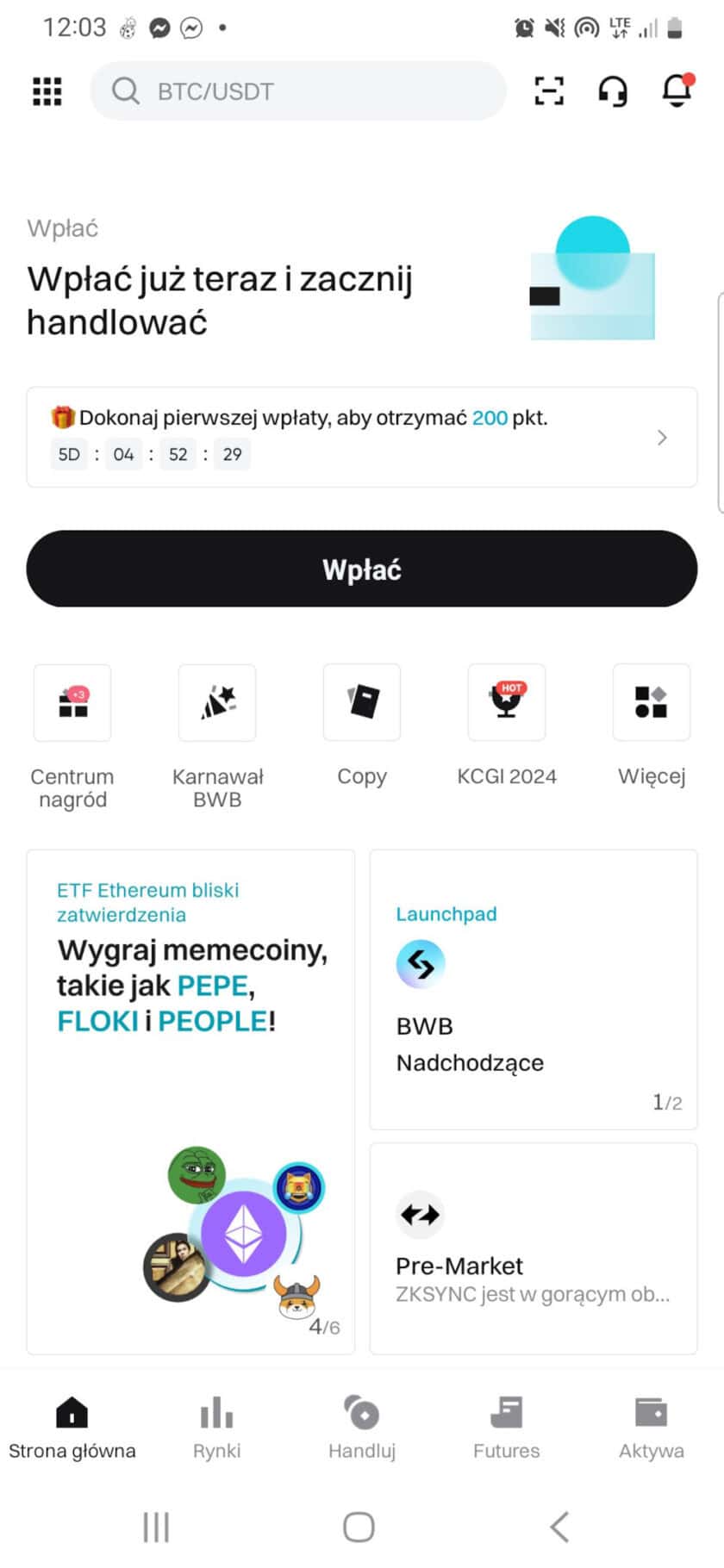 Wpłata w Bitget