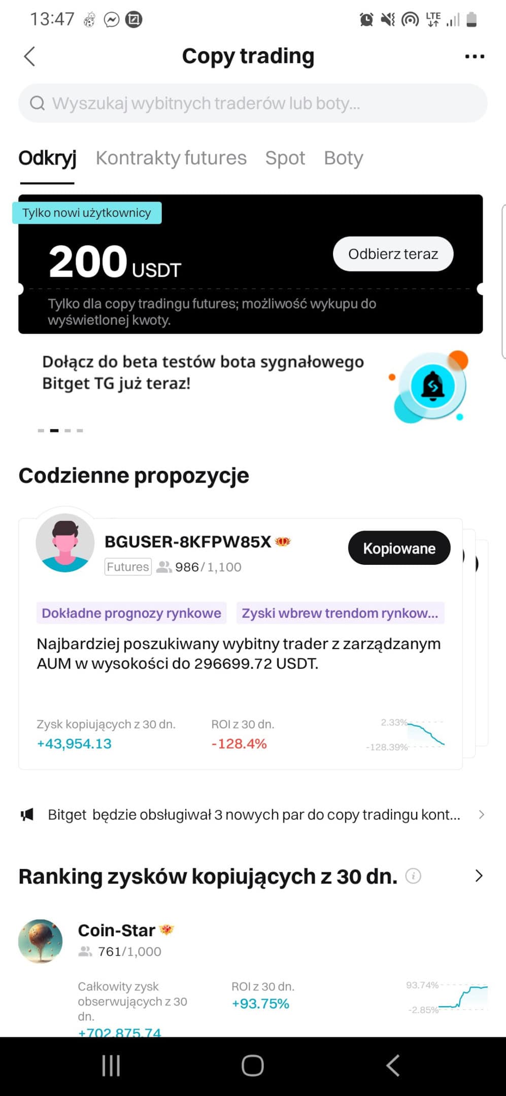 Copy trading w Bitget