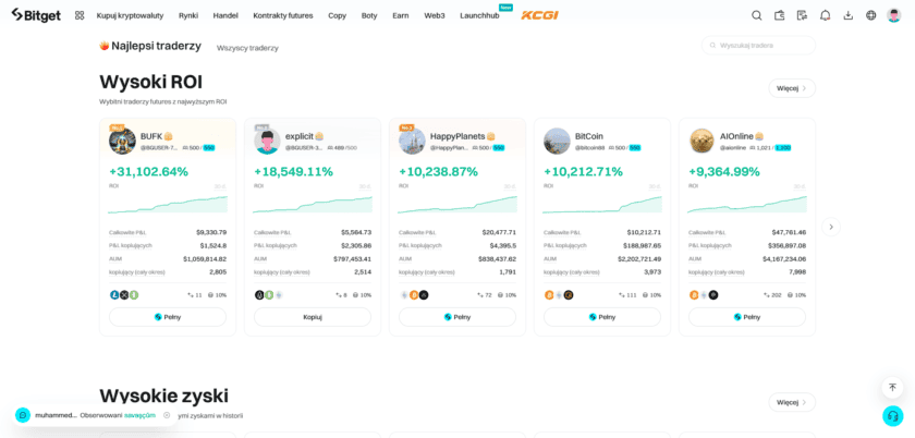 Traderzy w Bitget