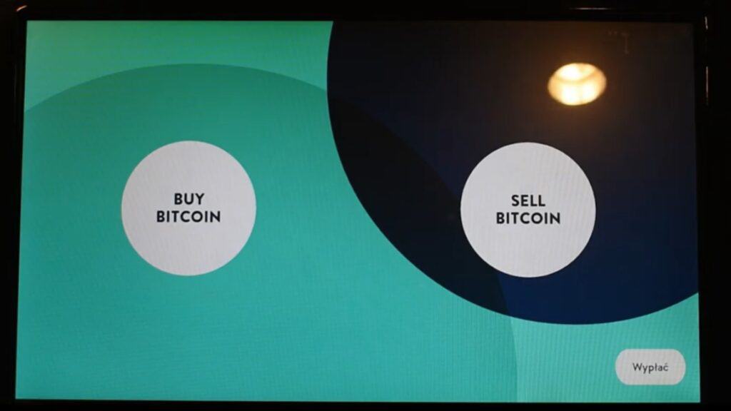 Buy Bitcoin i Sell Bitcoin na ekranie bitomatu