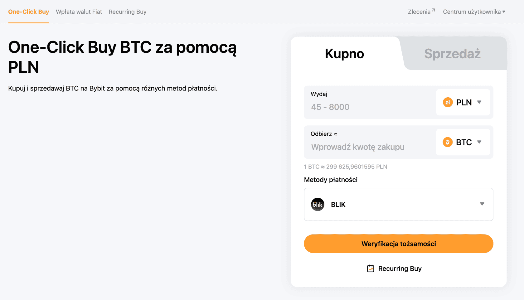 Bybit EU – zakup BTC za złotówki przez One-Click Buy