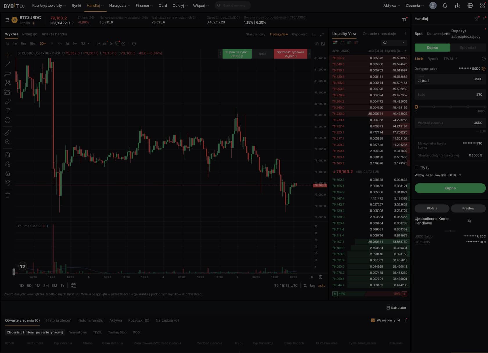 Bybit EU – rynek spot BTC/USDC